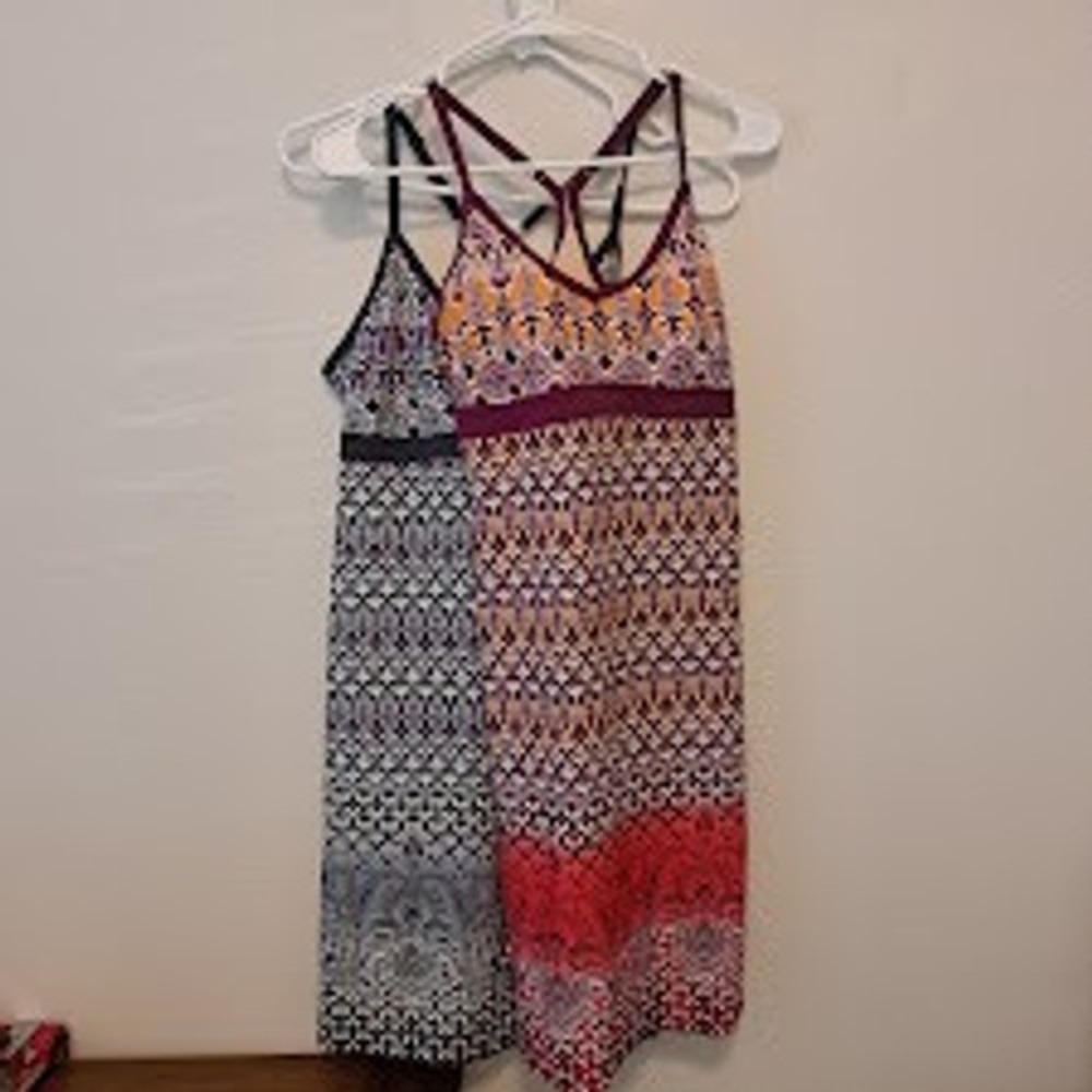 Athleta Swim Cover Up Dress Set 2 Small Geometric Paisley T-Back Style 221593